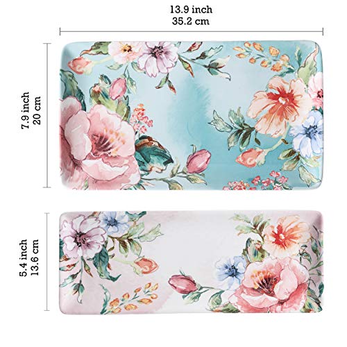 Margret's Garden Ceramic 14 inch Rectangular Serving Platter (2 Count)