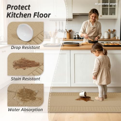 Kitchen Rugs Non Slip Washable 2PCS (36.8324 Sq Ft)
