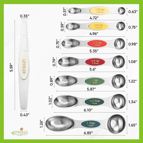 Stainless Steel Magnetic Measuring Spoons Set of 8
