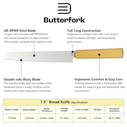 7.5" Serrated Bread Knife for Homemade Bread