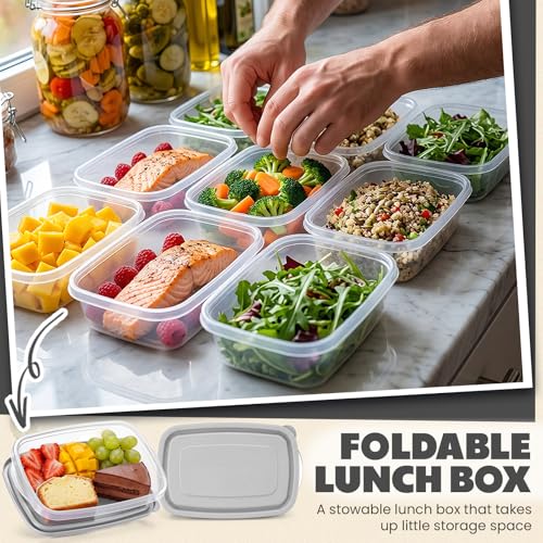 18 Pcs 33 oz Plastic Food Storage Containers with Lids (18 Count)