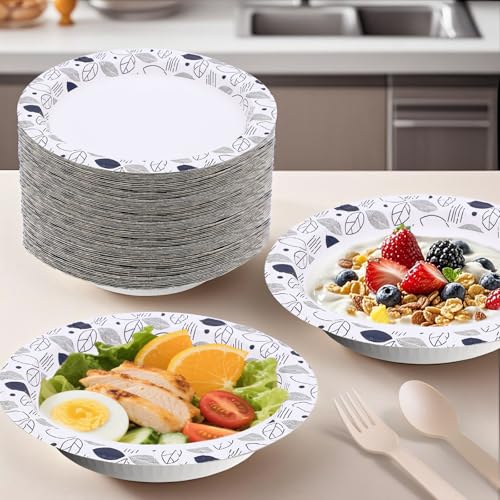 20 oz 180 Pack Paper Bowls Bulk Heavy Duty Disposable Bowls Leaf (180 Count)