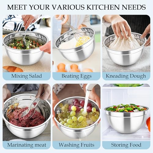 Mixing Bowls Stainless Steel Nesting Salad Bowls Set (6 Count)