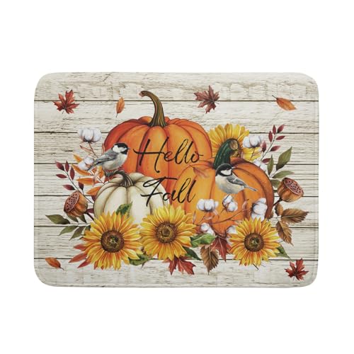 Hello Fall Dish Drying Mat Autumn Pumpkin Dish Drainer Rack Mats 18"x24" Fast Dry Microfiber Dish Drying Pad for Kitchen Countertop Table