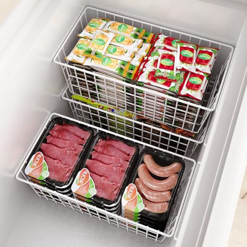 Upright Freezer Organizer Bins Metal Wire Storage Container Basket (4 Count)