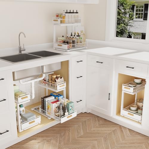 2 Pack Under Sink Organizer with Ball Bearing Sliding Drawer (2 Count)