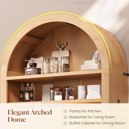 73" Tall Arched Bakers Rack with Power Outlet and LED Light