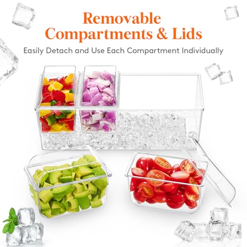 Chilled Condiment Caddy with 4 Compartment & Individual Lids