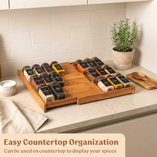 Carbonized Bamboo Spice Drawer Organizer
