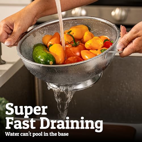 PriorityChef Premium 5Qrt Stainless Steel Colander for Kitchen