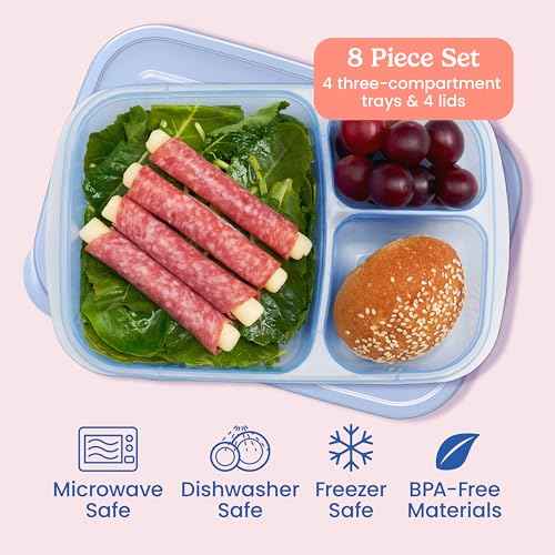 Reusable, BPA-Free, Microwave, Dishwasher & Freezer-Safe, Custom-Fit Lids, Lightweight (Pastels) (4 Count)
