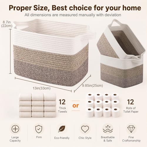 Cotton Rope Storage Baskets for Organizing Dark Brown 3