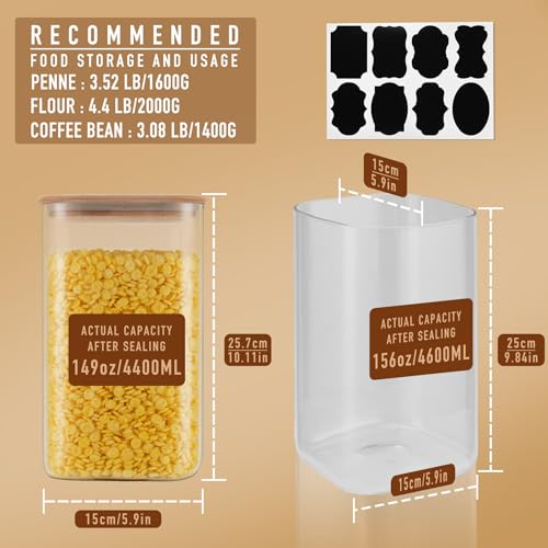 149oz/4.6Qt/4400ml Square Glass Storage Containers with Lids 2-Pack (2 Count)