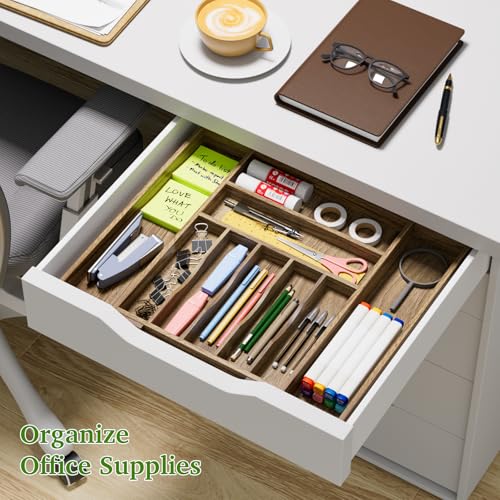 Acacia Wood Kitchen Silverware Drawer Organizer (51.2 Ounce)