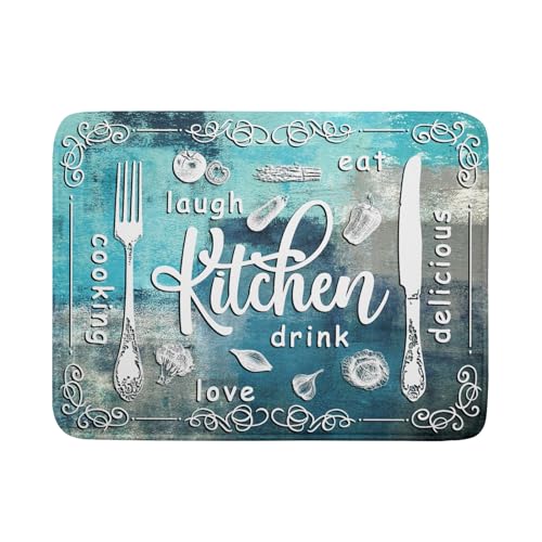 Blue Grey Dish Drying Mat 18x24 Inch Cooking Delicious Absorbent Drying Pad Heat Resistant Dish Drainer Mats for Kitchen Countertop
