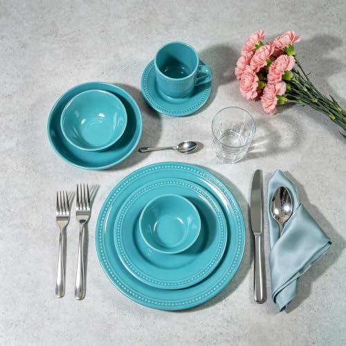 HomeVSS 56 Pc Pearl Dots Stoneware Dinnerware Set
