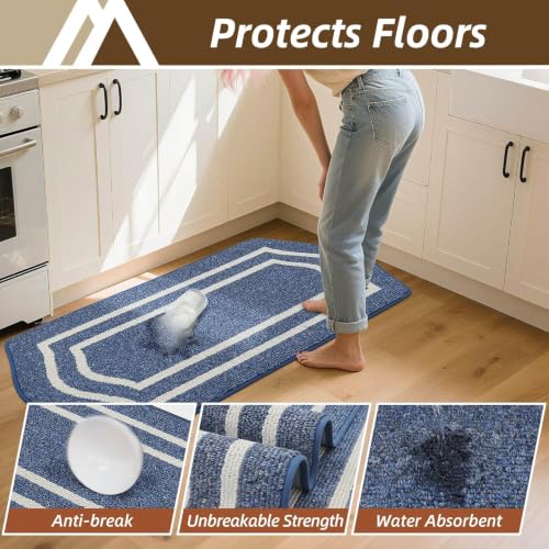 Long Kitchen Floor Mats and Rugs 2PCS Non Slip Washable