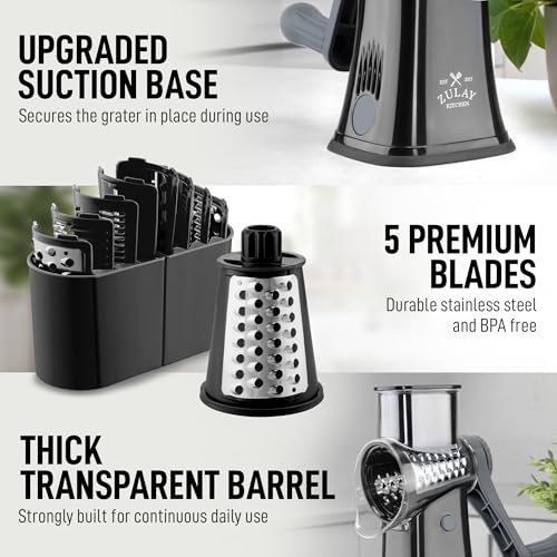 Rotary Cheese Grater 5 Blade Cheese Shredder