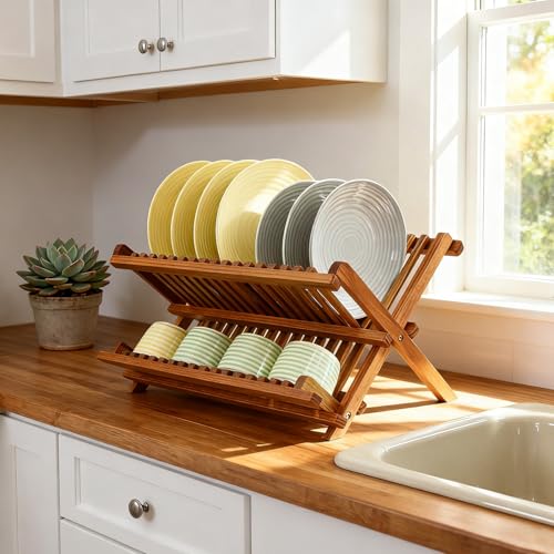 Teak Wood Dish Drying Rack