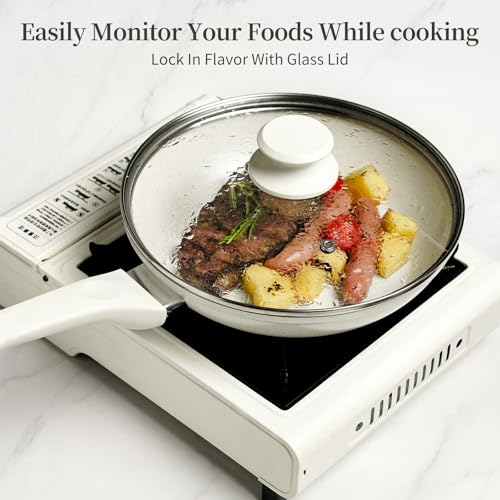 Nonstick Ceramic Frying Pans Skillets Set with Lid 8"+9.5"+11"