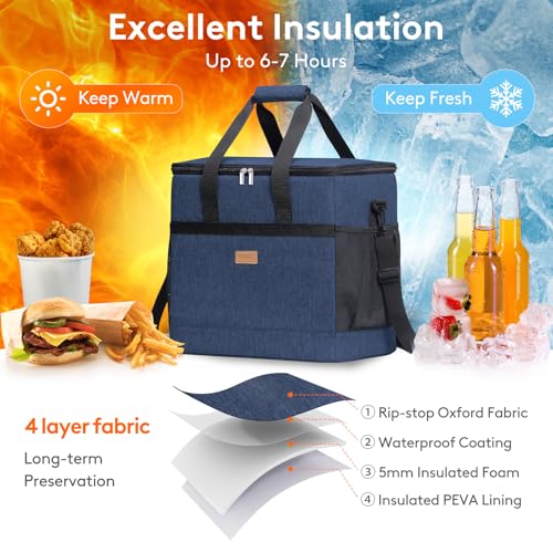 Cooler Bag 60 Cans Collapsible and Insulated Large Lunch Bag Leakproof Soft Cooler Portable for Camping (60 Count)