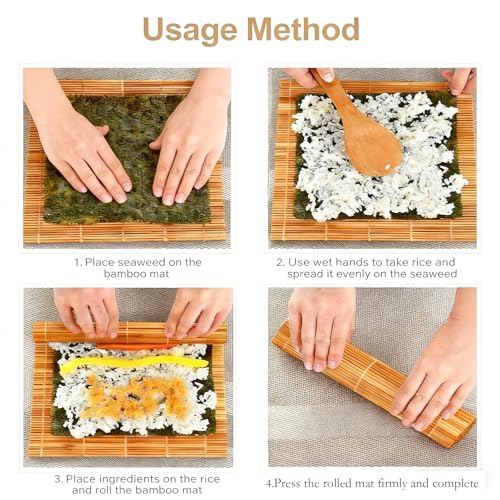 9.5"x9.5"Bamboo Sushi Rolling Mat (2 Count)