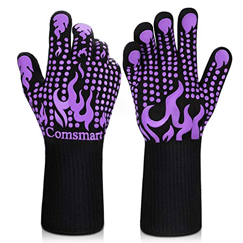 BBQ Gloves 1472 Degree F Heat Resistant Grilling Gloves Silicone Non (2 Count)