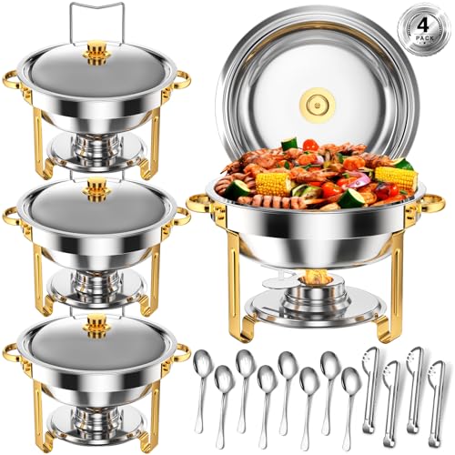 Round Chafing Dishes for Buffet 5 Qt (4 Count)