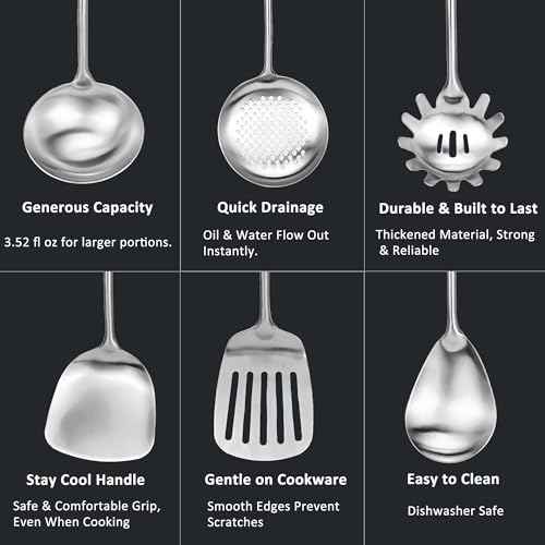 304 18 10 Stainless Steel Kitchen Utensils Set 11 Pcs Long Metal Cooking Utensil
