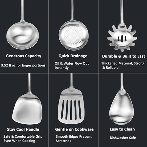 18 10 Stainless Steel Cooking Utensils Set 9 Pack Metal Kitchen Utensil
