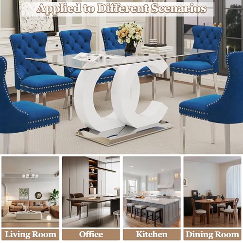7 Piece Glass Dining Table Set for 6