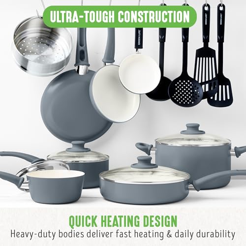16 Piece Ceramic Nonstick Pots & Pans Cookware Set