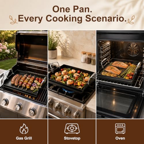 17" x 13" Nonstick Coated Cast Iron Grill Griddle