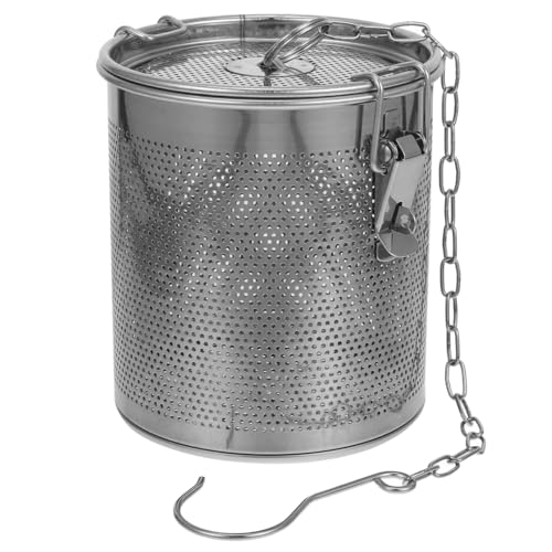 Stainless Steel Soup Seasoning Basket with Fine Mesh Strainer and Long Chain Reusable Spice Bag for Broth Stews and Tea Infusion Easy to Clean 5.11X4.44X4.44In