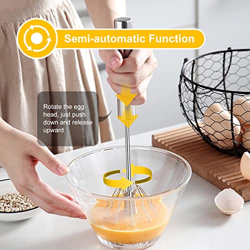 Egg Beater Hand Easy Whisk Stainless Steel Hand Push Egg Beater Manual Mixer Blender for Home Kitchen Tool Whisking
