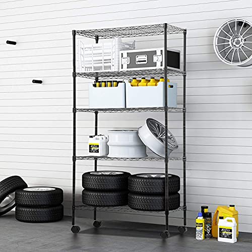 5 Tier Wire Shelf with Wheels