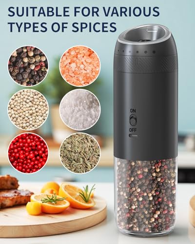 Rechargeable Electric Salt and Pepper Grinder Set with Base (2 Count)