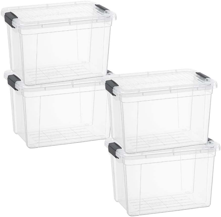 Clear Storage Bins with Lids (4 Count)