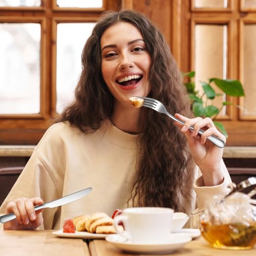 100 Pieces Stainless Steel forks and knives Dinner Flatware Set Tableware Cutlery for Butter Kitchen Restaurant (100 Count)