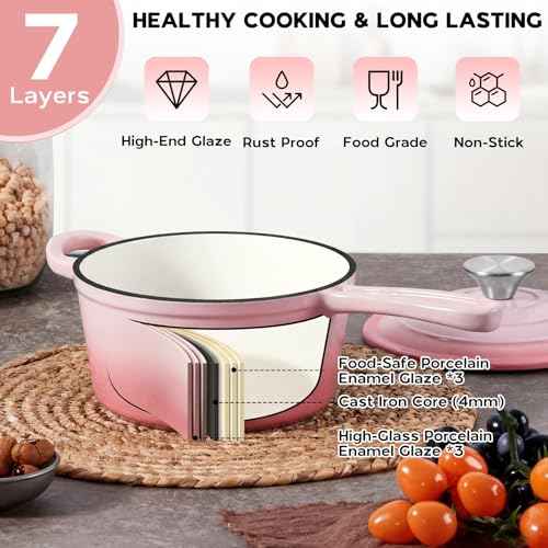 1QT Enameled Cast Iron Saucepan with Lid