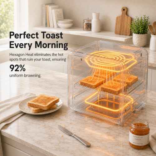 6-in-1 Retro Air Fryer Toaster Oven Combo, Compact 12.7 QT Small Countertop Convection Oven, Fits 9" Pizza & 4 Toast, Hexagon Hybrid Heating, Enamel Baking Pan Included, Dark Grey Color