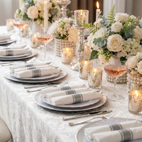 400PCS Pre Rolled Silver Plastic Silverware Heavy Duty for Wedding (400 Count)