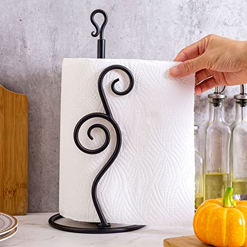 Rustic Burnt Solid Wood and Industrial Matte Black Metal Dining Combination Caddy with Paper Towel Roll Dispenser Stand