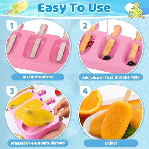 2 Set Silicone Popsicle Molds with 100 Sticks (2 Count)