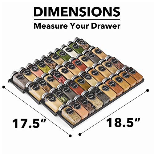 Spice Drawer Organizer with 40 Spice Jars