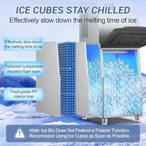 600 lbs High Output Commercial Ice Machine Freestanding Self