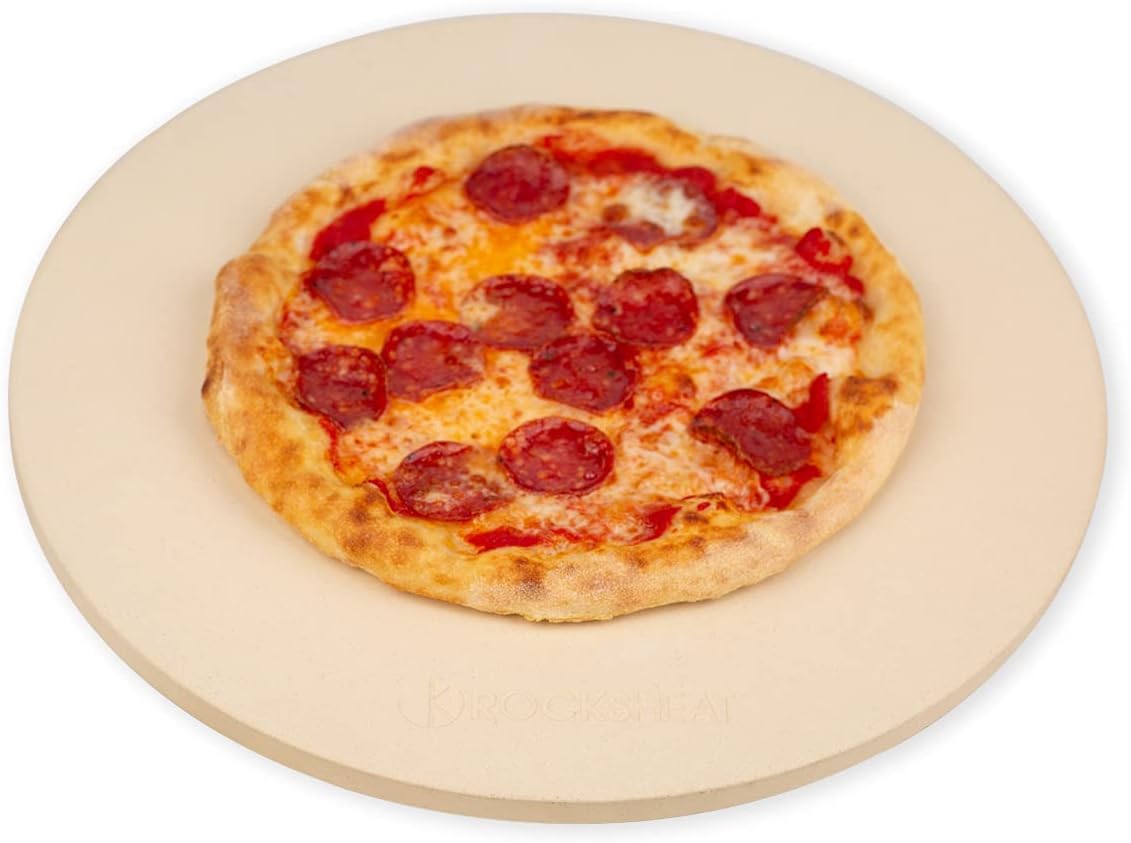 K ROCKSHEAT Pizza Stone Round 16 Inch for Grill and Oven, Large Cordierite Baking Stone for Bread, Safe Circular Cooking Stone for Grill 16", Easy to Clean - Culinary Roots