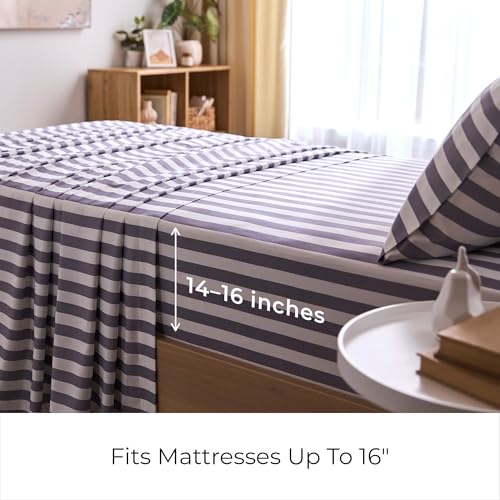 Iconic 3-PC, Ultra Soft Sheet Set (Twin, Oxford Stripe Hazy Lilac)