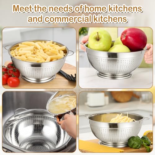 2 Pack 16 Quart Heavy Duty Stainless Steel Colander with Footed Base and Handles Pasta Spaghetti Berry Fruit Vegetable Kitchen Food Strainer Basket (2 Count)