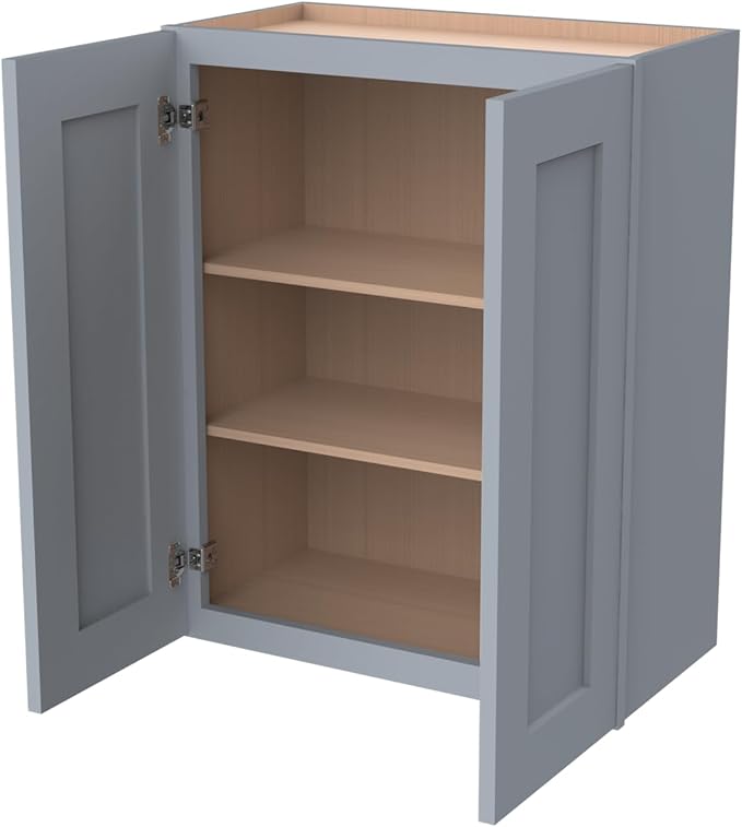 Wall-Mounted Cabinet – Solid Wood Shaker Style Medicine Cabinet with Adjustable Shelves & Soft-Close Doors for Bathroom, Kitchen, and Office Storage (Grey, 39" W x 12" D x 36" H)